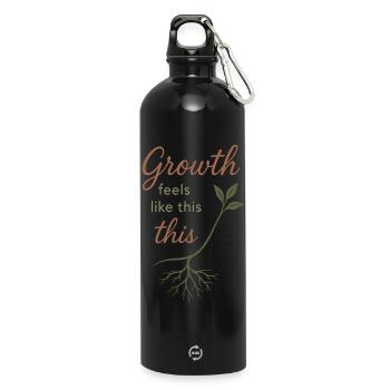 Mindful Growth, Spring Renewal, - Water Bottle with carabiner 750 ml - black - Front