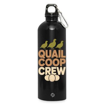 Quail Keeper Quail Farmer Backyard Quail - Water Bottle with carabiner 750 ml - black - Front