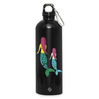 meerjungrau mutter tochter - Trinkflasche mit Karabiner 750 ml - Schwarz - Vorne