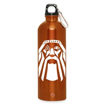 Viking warrior (white) - Water Bottle with carabiner 750 ml - burnt orange - Front