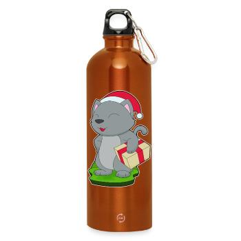 Forfait Noël chat - Gourde en inox avec mousqueton 750 ml - orange - Devant