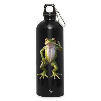 Tanzender Frosch - Trinkflasche mit Karabiner 750 ml - Schwarz - Vorne