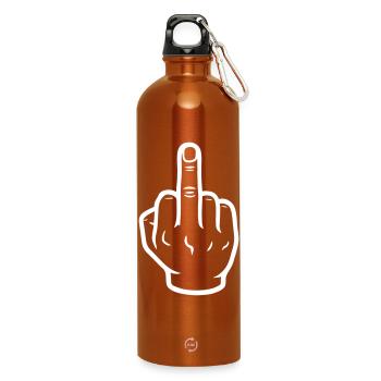 Hand middle finger - Water Bottle with carabiner 750 ml - burnt orange - Front