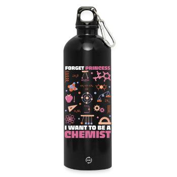 Rêves de chimie : je veux être chimiste - Gourde en inox avec mousqueton 750 ml - noir - Devant