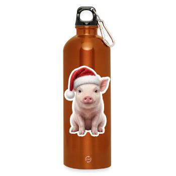 Porcelet fait un grognement - Cochon de Noël - Gourde en inox avec mousqueton 750 ml - orange - Devant