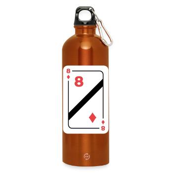 Karo Acht Spielkarte Pokerkarte - Trinkflasche mit Karabiner 750 ml - Orange - Vorne