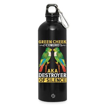 Green Parakeet aka Destroyer of the Silent Parrot - Water Bottle with carabiner 750 ml - black - Front