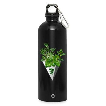 Herbes à emporter - impression amusante pour les gourmets - Gourde en inox avec mousqueton 750 ml - noir - Devant