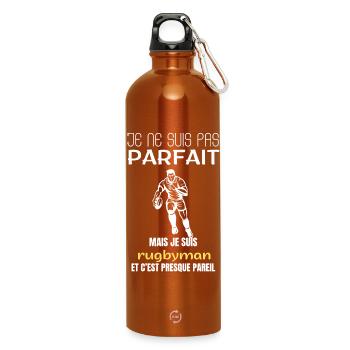 Rugbyman je ne suis pas parfait - Gourde en inox avec mousqueton 750 ml - orange - Devant