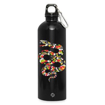 Lebendige Tarnschlange - Trinkflasche mit Karabiner 750 ml - Schwarz - Vorne