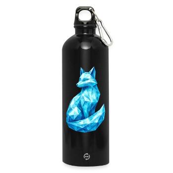 Diamant-Fuchs – Tierdesign in Edelstein-Optik - Trinkflasche mit Karabiner 750 ml - Schwarz - Vorne