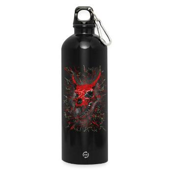 Neon Shattered Demon Skull - Water Bottle with carabiner 750 ml - black - Front