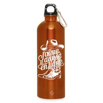 Cowboy boot and flowing lettering - Water Bottle with carabiner 750 ml - burnt orange - Front