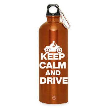 RESTE CALME ET CONDUIS ! MOTO MOTO FRITHEIT blanc - Gourde en inox avec mousqueton 750 ml - orange - Devant
