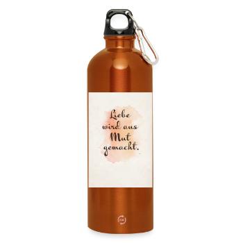 Liebe wird aus Mut gemacht – Aquarell Poster - Trinkflasche mit Karabiner 750 ml - Orange - Vorne