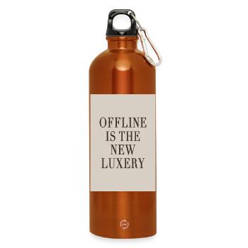 Offline ist der neue Luxus – Quiet Luxury - Trinkflasche mit Karabiner 750 ml - Orange - Vorne