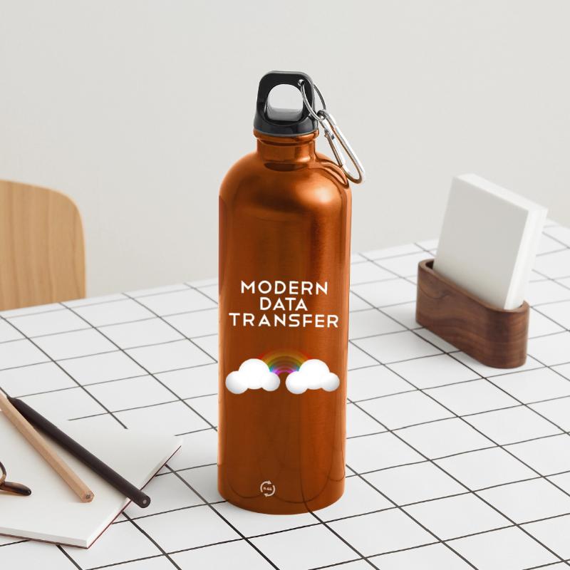Modern Data Transfer Clouds Computer Scientist Gift Water Bottle with carabiner 750 ml