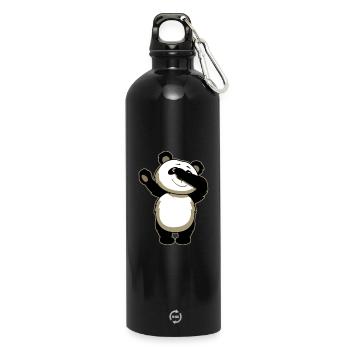 Panda Dab Funny - Water Bottle with carabiner 750 ml - black - Front