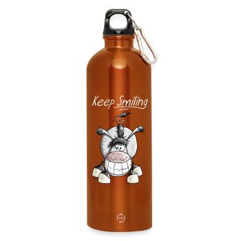 Keep Smiling Âne - Gourde en inox avec mousqueton 750 ml - orange - Devant