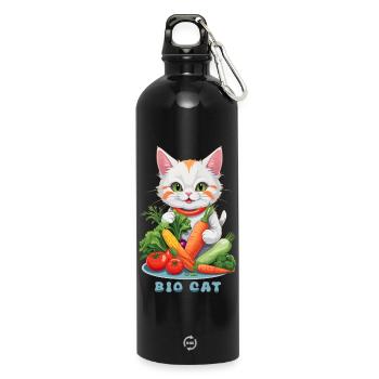 Organic Cat - Water Bottle with carabiner 750 ml - black - Front