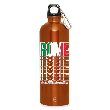 Rom Wortmarke Wiederholung - Trinkflasche mit Karabiner 750 ml - Orange - Vorne