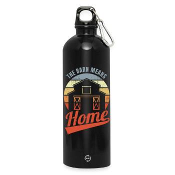 La grange est synonyme de chez-soi - Gourde en inox avec mousqueton 750 ml - noir - Devant