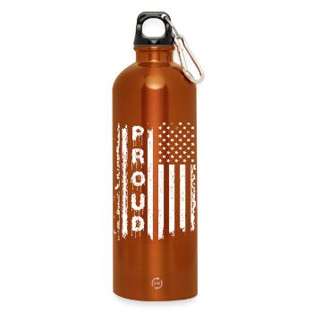 American Flags and Text Graphics - Water Bottle with carabiner 750 ml - burnt orange - Front