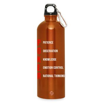 Poker Mentality Patience Observation Knowledge - Water Bottle with carabiner 750 ml - burnt orange - Front