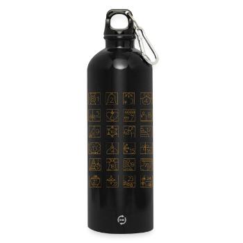 Adventskalender Gold Kariert Geometrisches Muster - Trinkflasche mit Karabiner 750 ml - Schwarz - Vorne