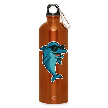 Delfin mit Sonnebrille - Trinkflasche mit Karabiner 750 ml - Orange - Vorne