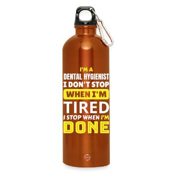 Zahnhygienistin Spruch – Hör auf, wenn erledigt - Trinkflasche mit Karabiner 750 ml - Orange - Vorne