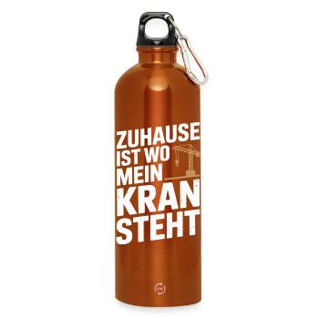  Zuhause Ist Wo Mein Kran Steht Kranfahrer Baukran - Trinkflasche mit Karabiner 750 ml - Orange - Vorne
