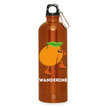 Wanderine - Tangerine Goes Hiking Pun - Water Bottle with carabiner 750 ml - burnt orange - Front