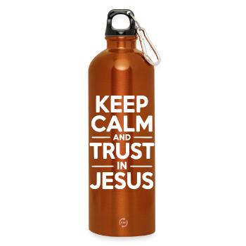 Restez calme et faites confiance à Jésus - Gourde en inox avec mousqueton 750 ml - orange - Devant