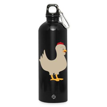 Huhn - Trinkflasche mit Karabiner 750 ml - Schwarz - Vorne