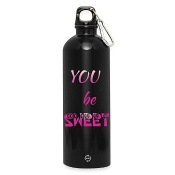 You be Sweet - Water Bottle with carabiner 750 ml - black - Front