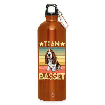 Hund Basset Hound - Trinkflasche mit Karabiner 750 ml - Orange - Vorne