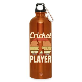 Vintage Cricket Player - Water Bottle with carabiner 750 ml - burnt orange - Front