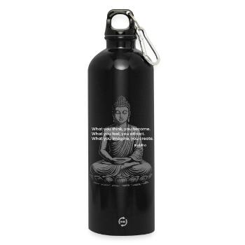 Conception de méditation de Bouddha - Gourde en inox avec mousqueton 750 ml - noir - Devant
