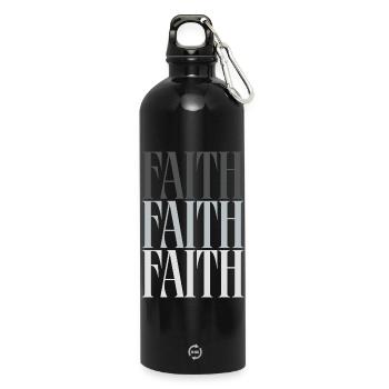 Glaubens Typografie Glaube macht Hoffnung - Trinkflasche mit Karabiner 750 ml - Schwarz - Vorne