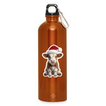 Douce vache de la ferme - Gourde en inox avec mousqueton 750 ml - orange - Devant