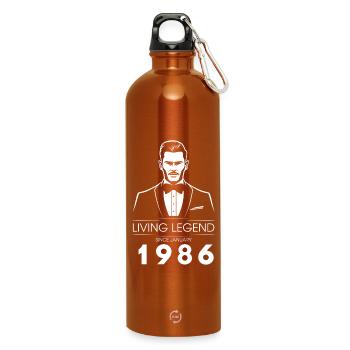 40th Birthday Living Legend (GENT) since 01/1986 - Water Bottle with carabiner 750 ml - burnt orange - Front