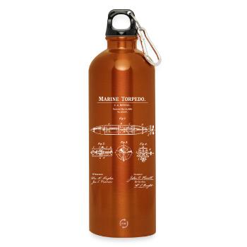 Marine-Torpedopatent-Bauplan - Trinkflasche mit Karabiner 750 ml - Orange - Vorne
