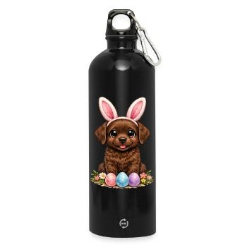 Brauner Labrador Retriever Schoko Labbi Ostern - Trinkflasche mit Karabiner 750 ml - Schwarz - Vorne