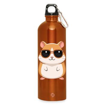 Cool Hamster with Sunglasses - Water Bottle with carabiner 750 ml - burnt orange - Front