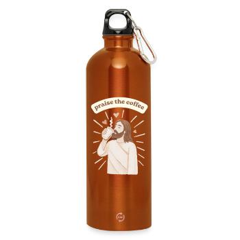 Praise the coffee - weirdpeoplelovethis. - Trinkflasche mit Karabiner 750 ml - Orange - Vorne