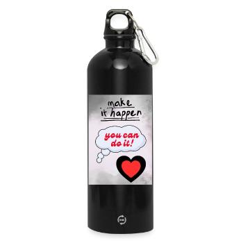 Fais-le vrai – Tu peux le faire, cœur - Gourde en inox avec mousqueton 750 ml - noir - Devant