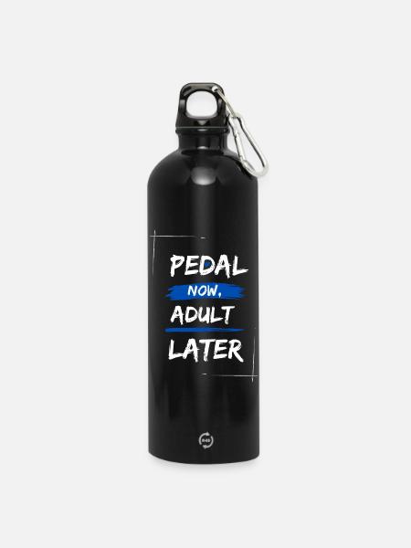 Pédaler maintenant, adulte plus tard - Gourde en inox avec mousqueton 750 ml - noir