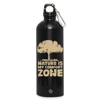 Eiche Baum Wald Komfort Zone Natur Symbol Logo - Trinkflasche mit Karabiner 750 ml - Schwarz - Vorne
