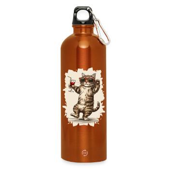 Chat de fête :) - Gourde en inox avec mousqueton 750 ml - orange - Devant